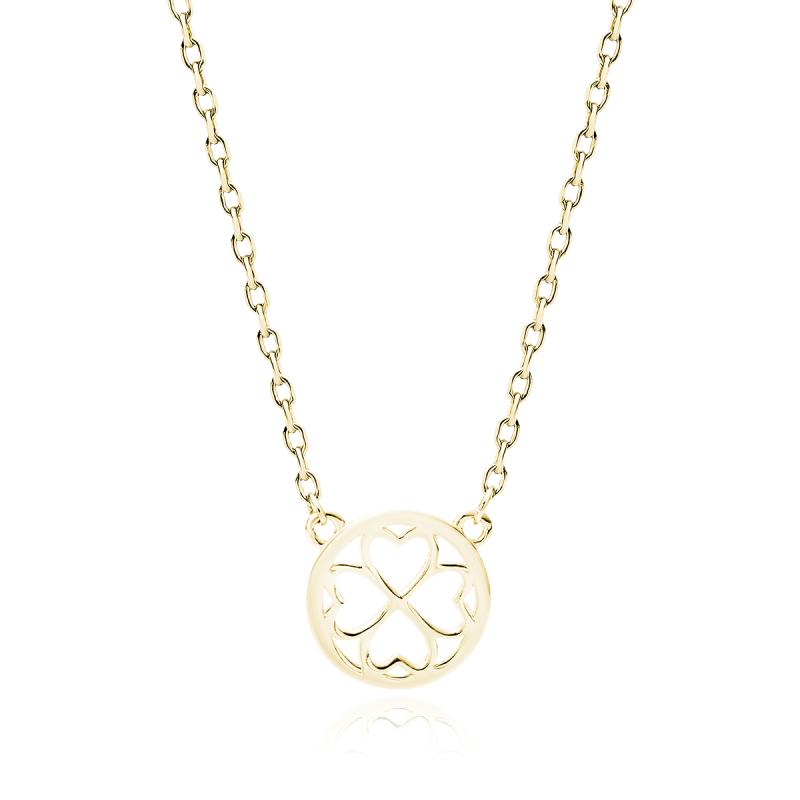 Colier argint placat cu aur galben trifoi cu 4 foi DiAmanti Z1922NG-DIA (Argint 925‰ 1,7 g.)
